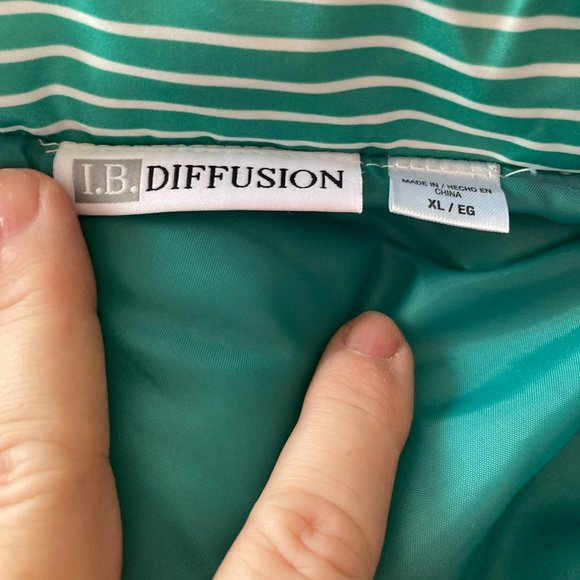 NWOT Diffusion Women's Extra Large XL Green & White Striped Fitted Puffer Vest - Picture 12 of 12